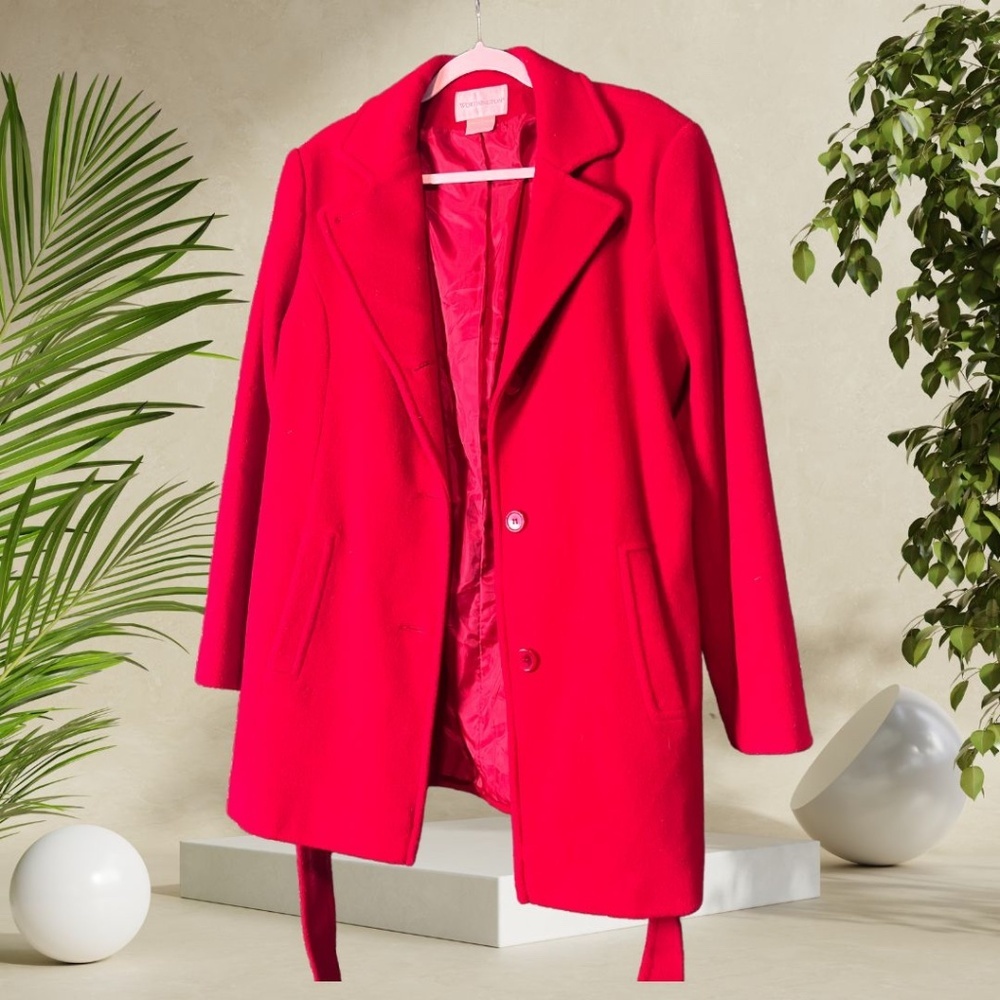 Worthington Red Wool-Blend Peacoat - Size 12
